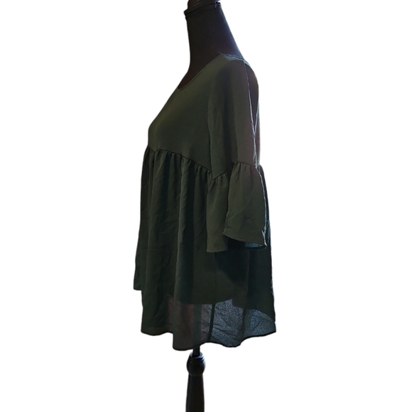 Impressions Hunter Green 100% Polyester Pull Over Yoke Top Size L - Picture 4 of 6